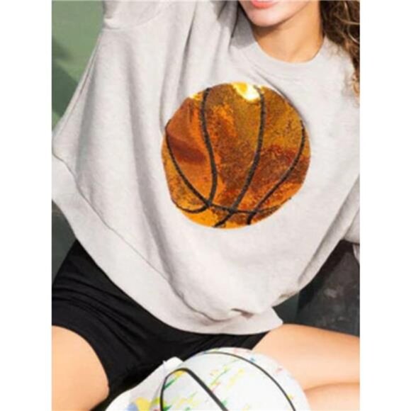 Basketball Round Neck Long Sleeve Sweatshirt - Picture 5 of 8